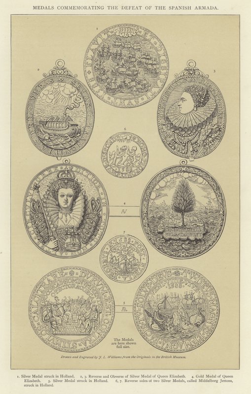 Medals Commemorating the Defeat of the Spanish Armada by English School