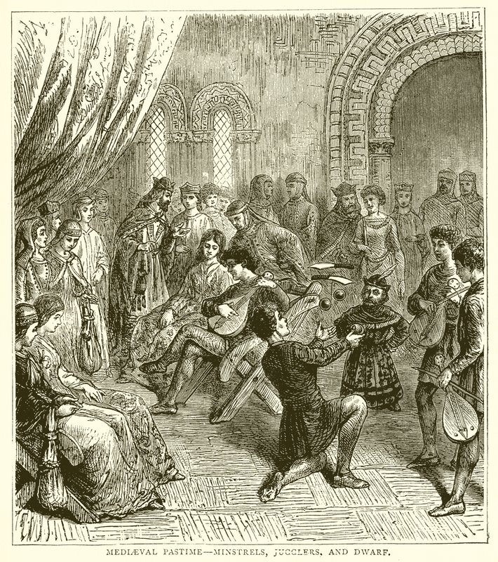 Medieval Pastime: Minstrels, Jugglers, and Dwarf by English School