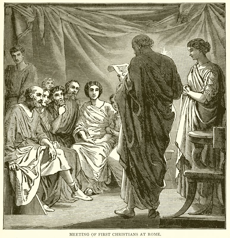 Meeting of First Christians at Rome by English School