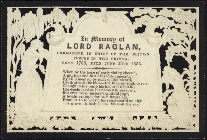 Memorial Card in Memory of Lord Raglan by English School