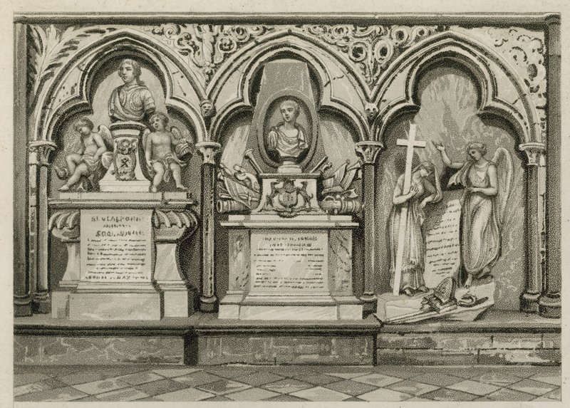 Memorials and statues in Westminster Abbey, London by English School