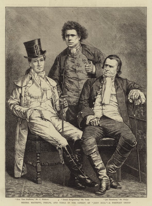 Messers Mathews, Phelps, and Toole in the Comedy of "John Bull", a Portrait Group by English School