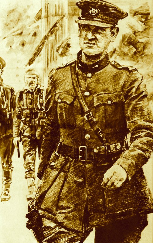 Michael Collins, leader of the rebels in the Easter Uprising in Ireland, 1916 by English School