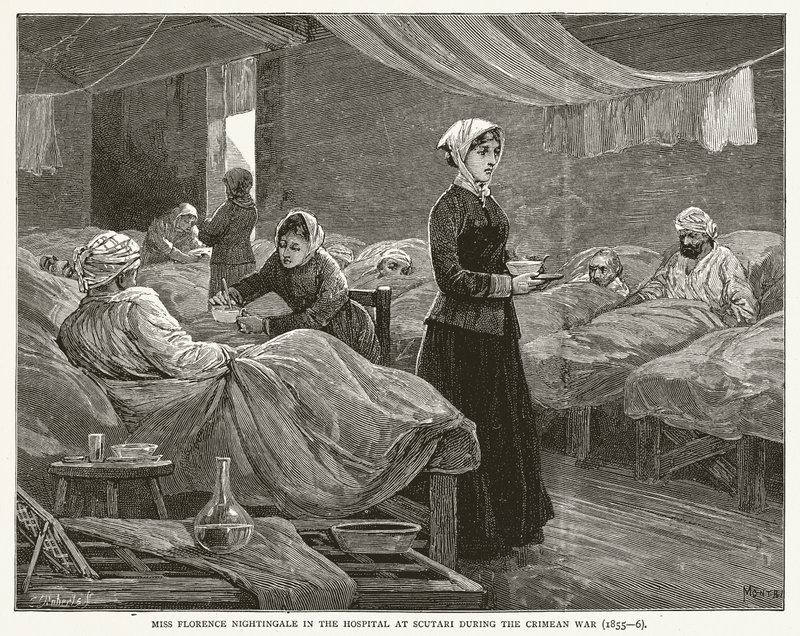 Miss Florence Nightingale in the Hospital at Scutari during the Crimean War (1855-6) by English School