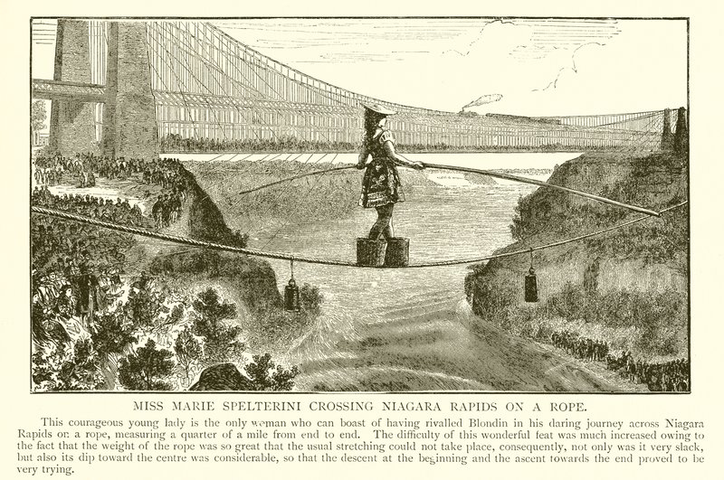 Miss Marie Spelterini Crossing Niagara Rapids on a Rope by English School