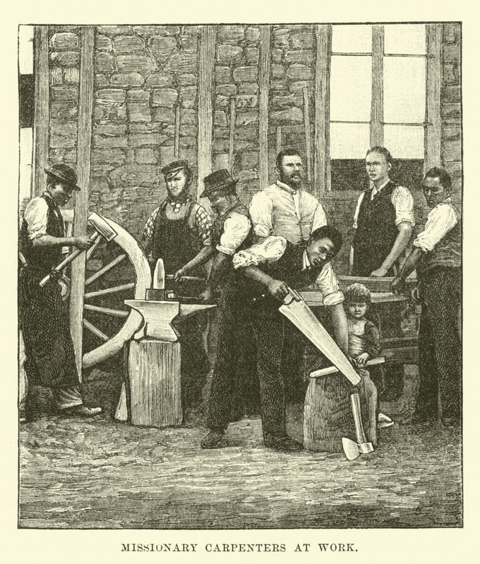 Missionary Carpenters at Work by English School