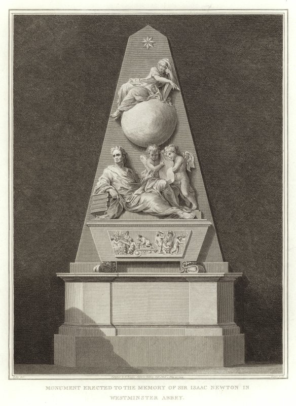 Monument Erected to the Memory of Sir Isaac Newton in Westminster Abbey by English School