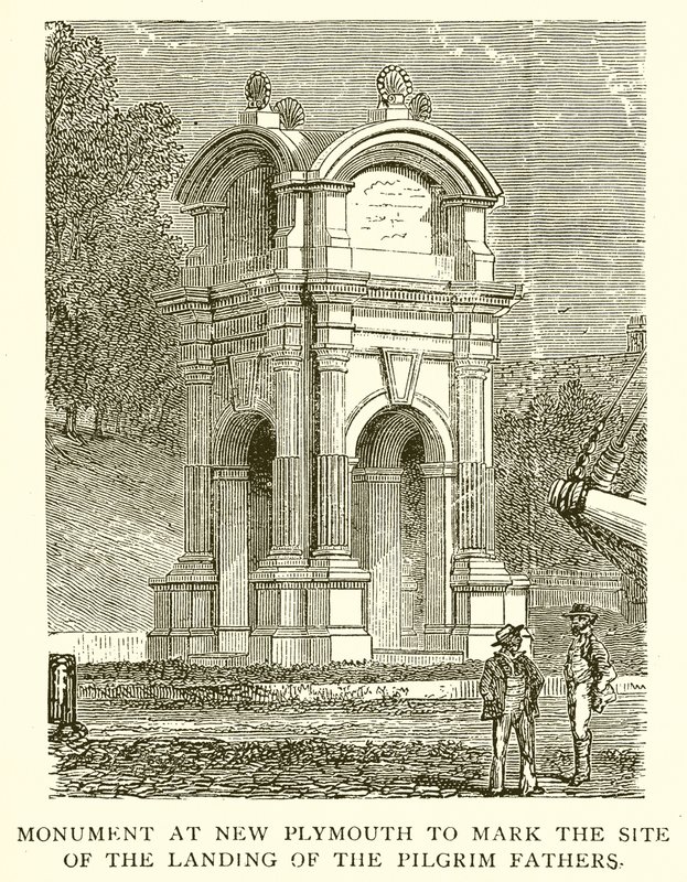 Monument at New Plymouth to Mark the Site of the landing of the Pilgrim Fathers by English School