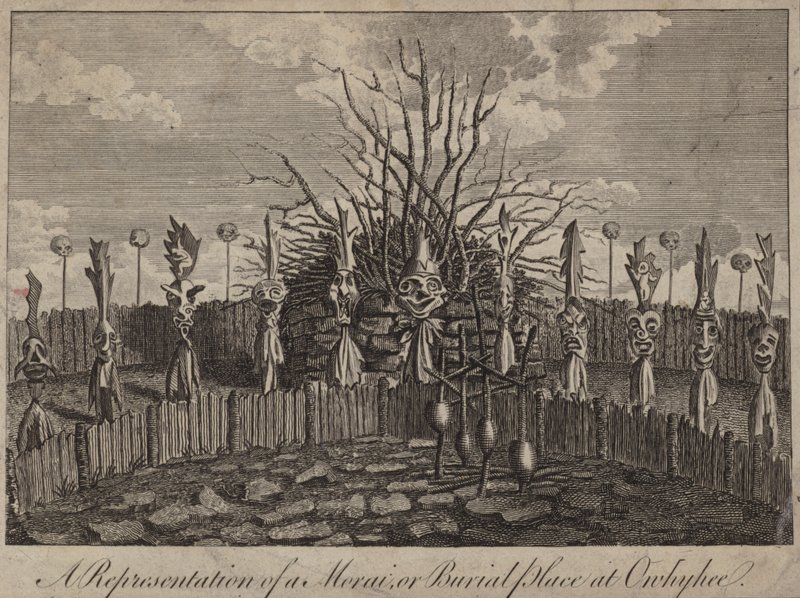 Morai, or burial place, Hawaii by English School