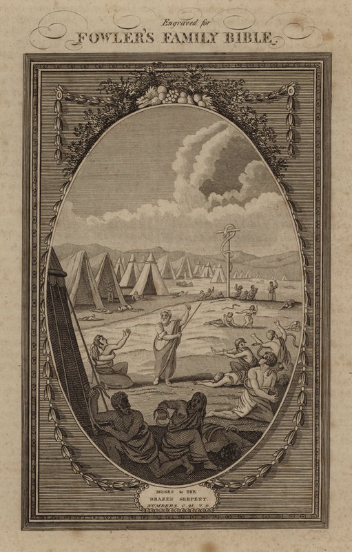 Moses and the Brazen Serpent, Numbers, Chapter 21, Verse 9 by English School