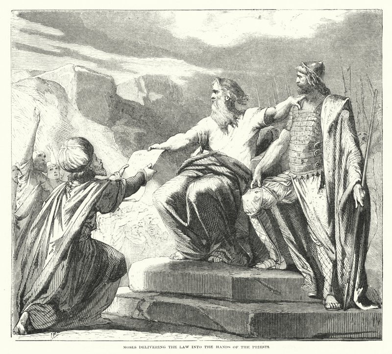 Moses Delivering the Law into the Hands of the Priests by English School