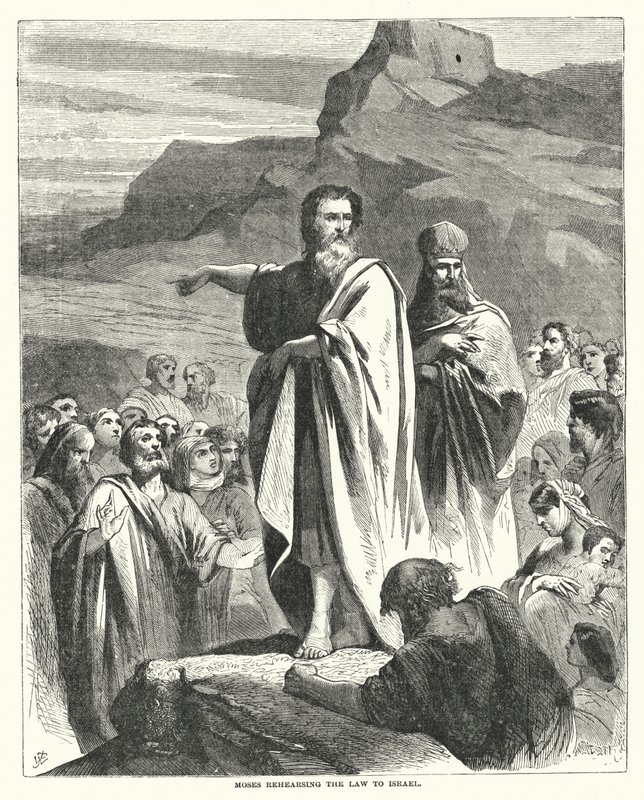 Moses Rehearsing the Law to Israel by English School