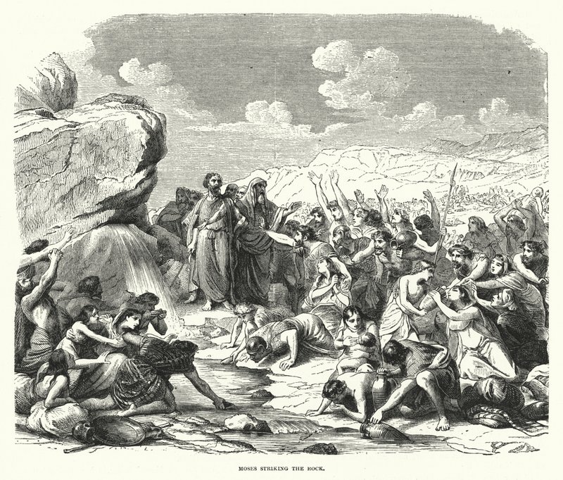 Moses Striking the Rock by English School