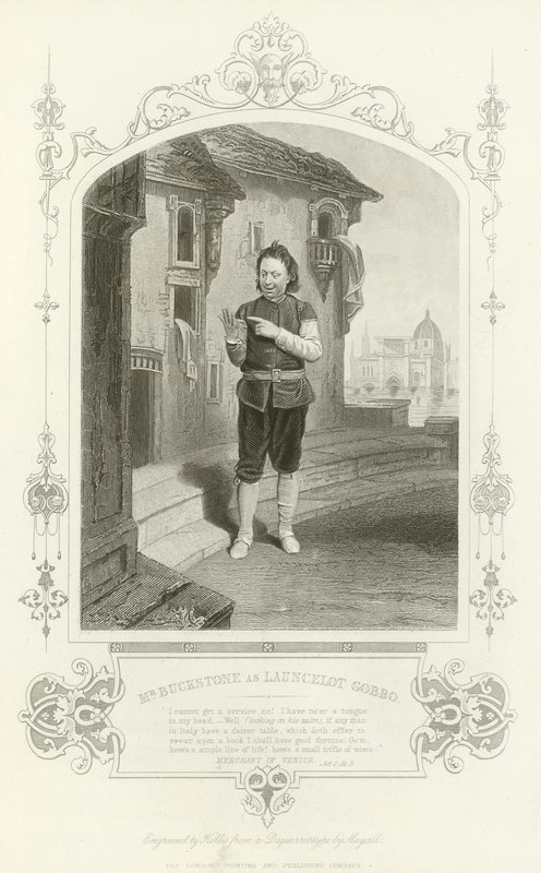Mr Buckstone as Launcelot Gobbo, The Merchant of Venice by English School