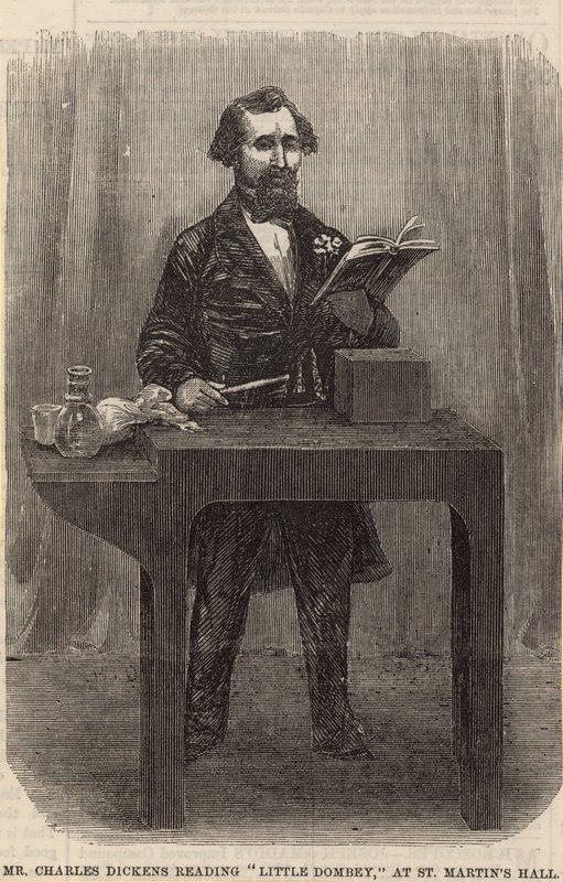 Mr Charles Dickens Reading Little Dombey at St Martins Hall by English School