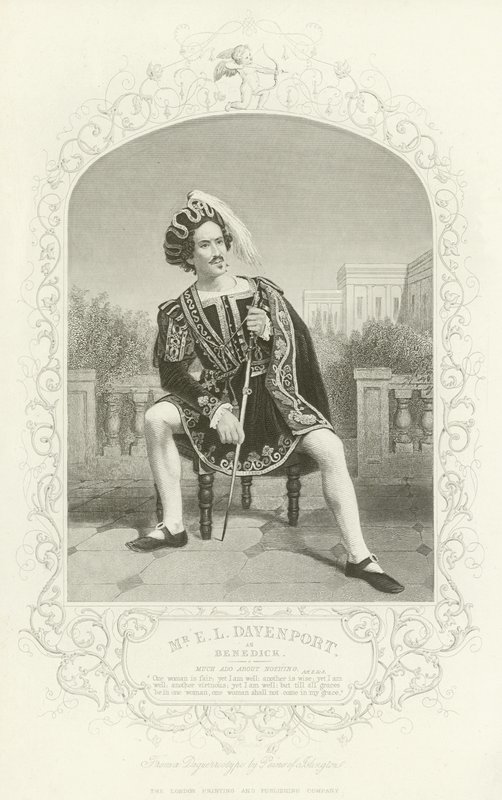 Mr E L Davenport as Benedick, Much Ado About Nothing, Act II, Scene III by English School