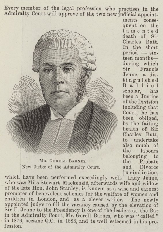 Mr Gorell Barnes, New Judge of the Admiralty Court by English School