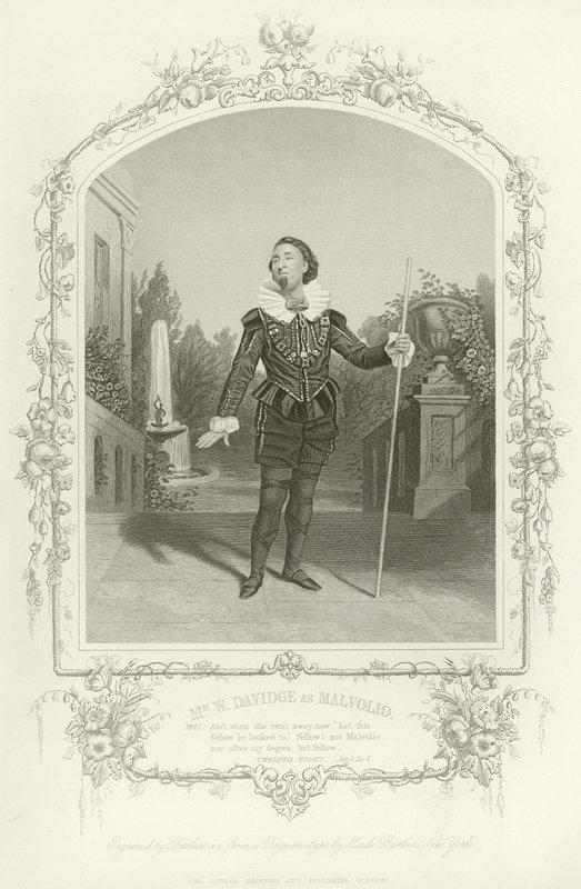 Mr W Davidge as Malvolio, Twelfth Night, Act III, Scene IV by English School