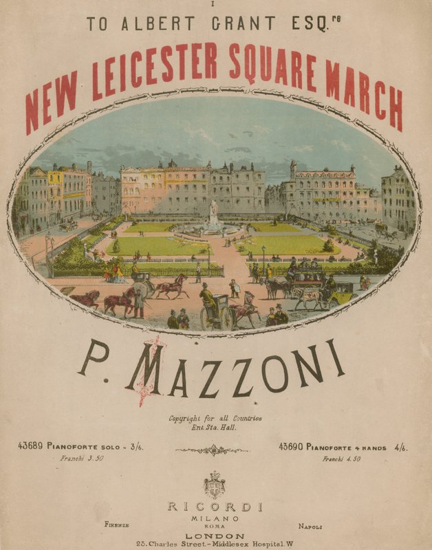 Musical Score for New Leicester Square March by P. Mazzoni by English School