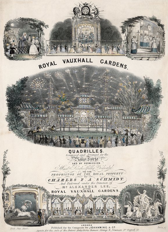 Musical score for Royal Vauxhall Gardens Quadrilles by Charles F A Schmidt by English School