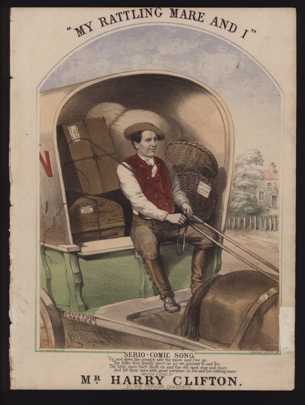 My Rattling Mare and I, Serio-Comic Song by Harry Clifton, Victorian Sheet Music Cover by English School