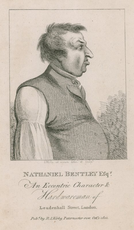 Nathaniel Bentley Esq, An eccentric character and hardwareman of Leadenhall Street, London by English School
