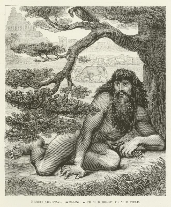 Nebuchadnezzar Dwelling with the Beasts of the Field by English School