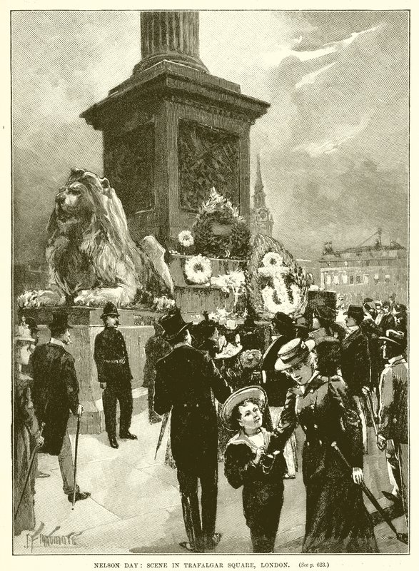 Nelson Day: Scene in Trafalgar Square, London by English School