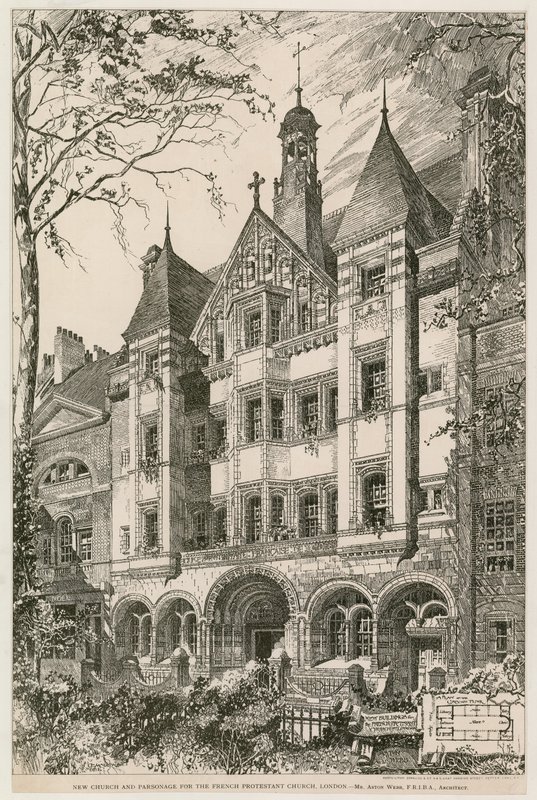 New Church and Parsonage for the French Protestant Church, London by English School