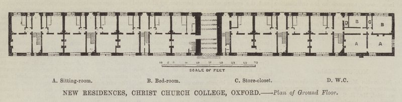 New Residences, Christ Church College, Oxford, Plan of Ground Floor by English School