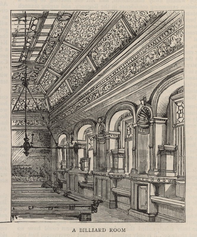 New Building of the Constitutional Club in Northumberland Avenue: A Billiard Room by English School