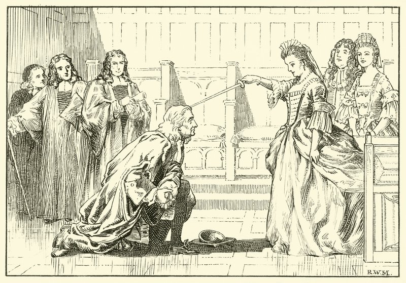 Newton Knighted by Queen Anne by English School