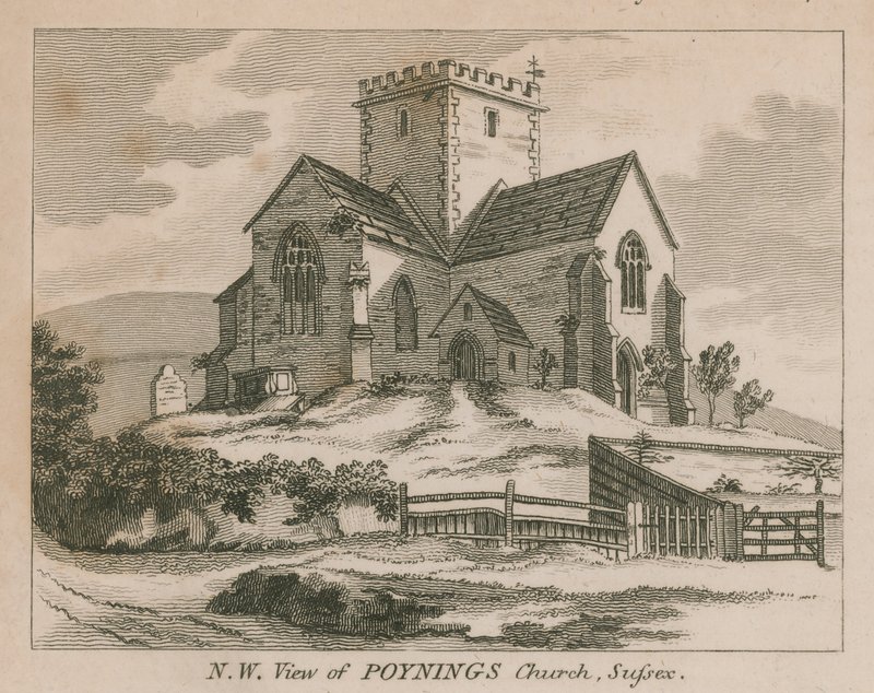 North-West View of Poynings Church in Poynings by English School
