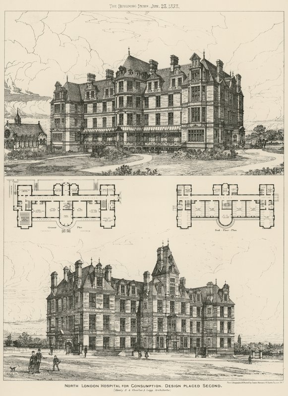 North London Hospital for Consumption, Design Placed Second by English School