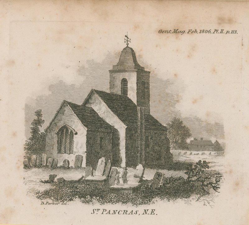 North East View of the Church of St Pancras by English School