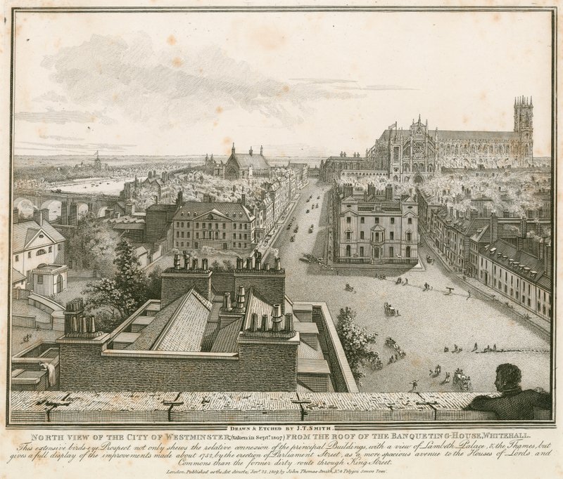 North View of Westminster from the Roof of the Banqueting House, Whitehall by English School