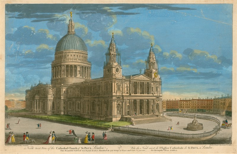 Northwest view of the Cathedral Church of St Paul, London by English School