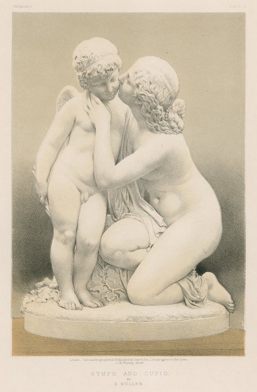 Nymph and Cupid by E. Muller by English School