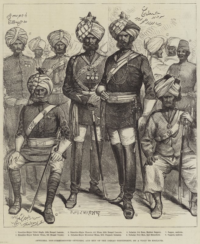 Officers, Non-Commissioned Officers, and Men of the Indian Contingent, on a Visit to England by English School