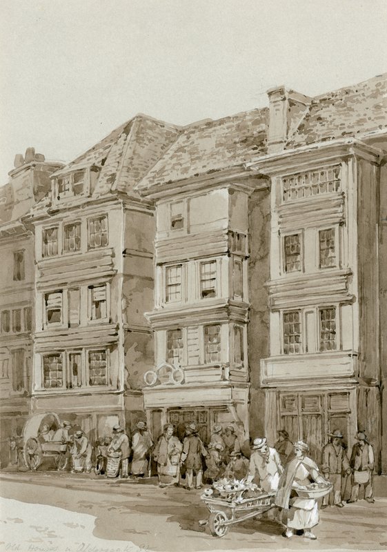 Old Houses in Aldersgate Street by English School