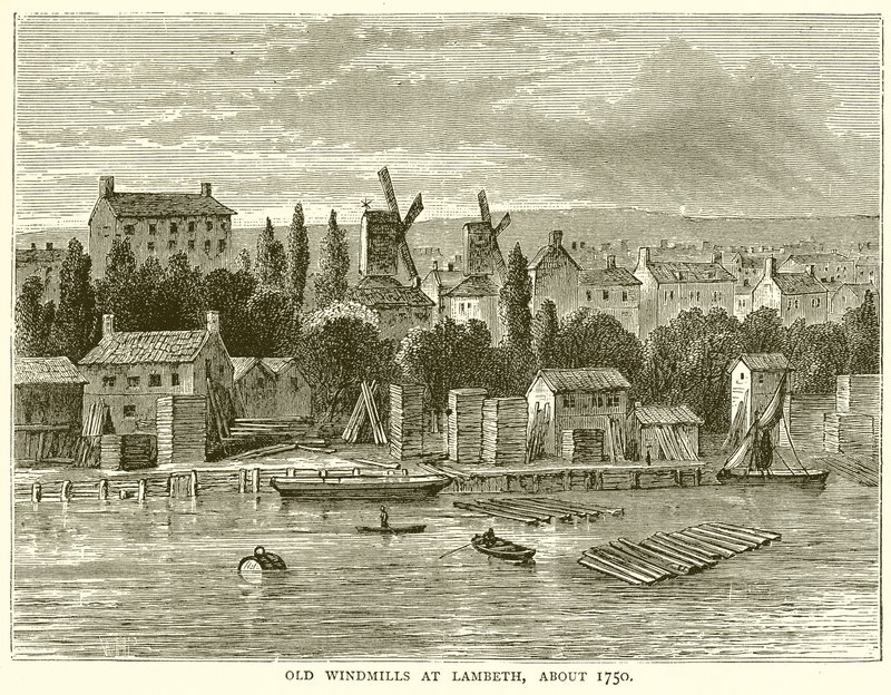 Old Windmills at Lambeth, about 1750 by English School