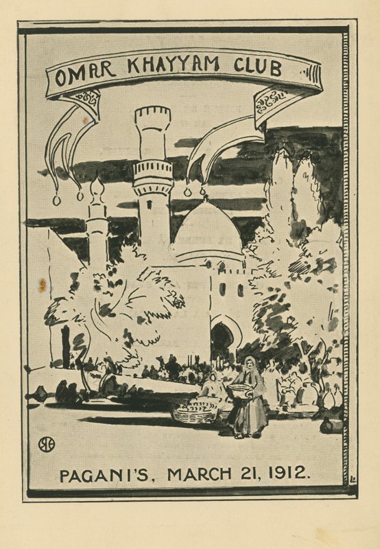 Omar Khayyam Club Dinner, 21 March 1912, at Paganis Restaurant by English School