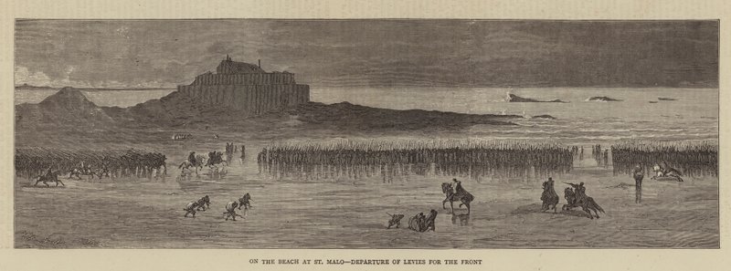 On the Beach at St Malo, Departure of Levies for the Front by English School
