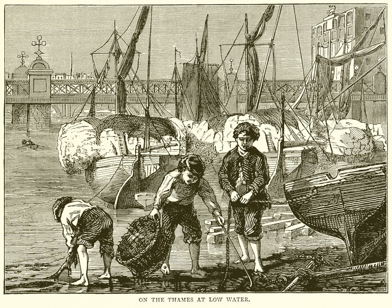 On the Thames at Low Water by English School
