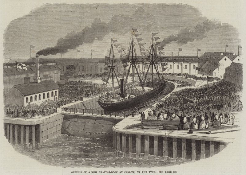 Opening of a New Graving-Dock at Jarrow, on the Tyne by English School
