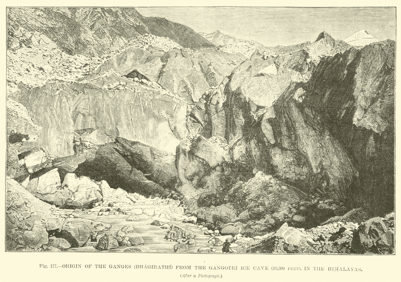 Origin of the Ganges (Bhagirathi) from the Gangotri Ice Cave (10,300 feet), in the Himalayas by English School