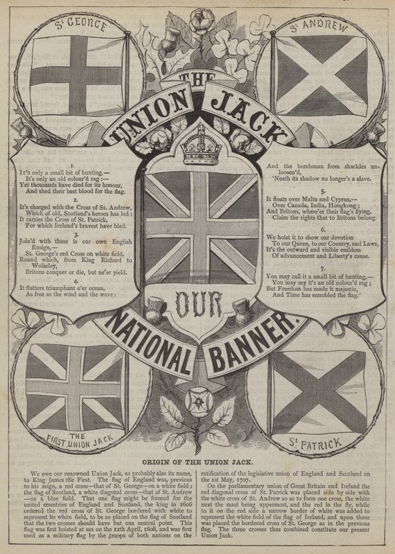 Origin of the Union Jack (engraving) by English School