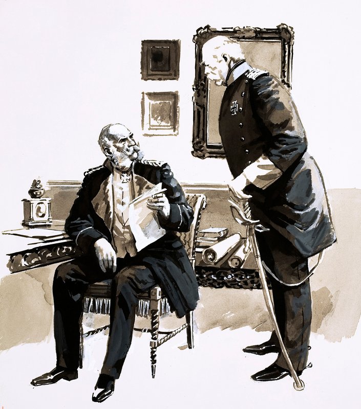 Otto Von Bismarck persuaded King William not to resign by English School