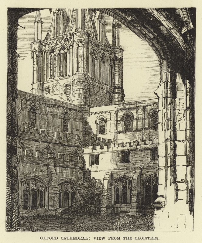Oxford Cathedral, View from the Cloisters by English School