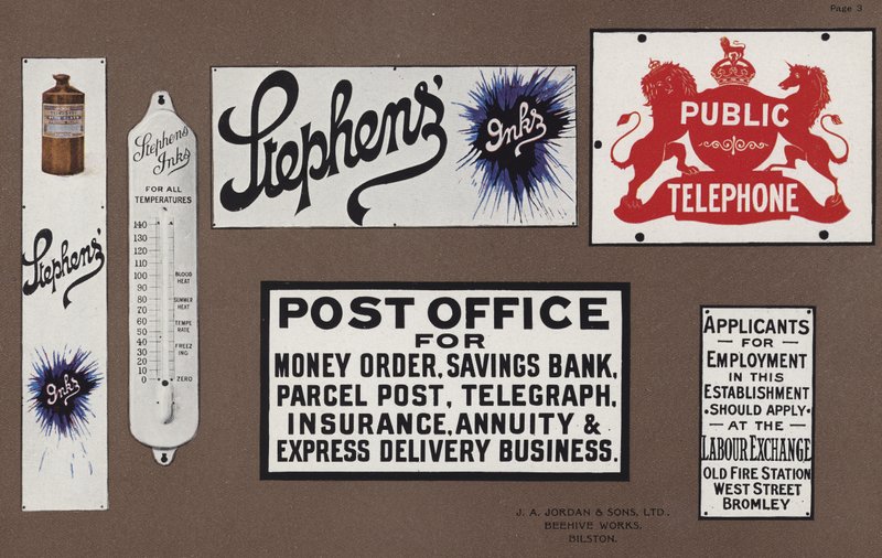 Page from Jordans Enamelled Signs by English School